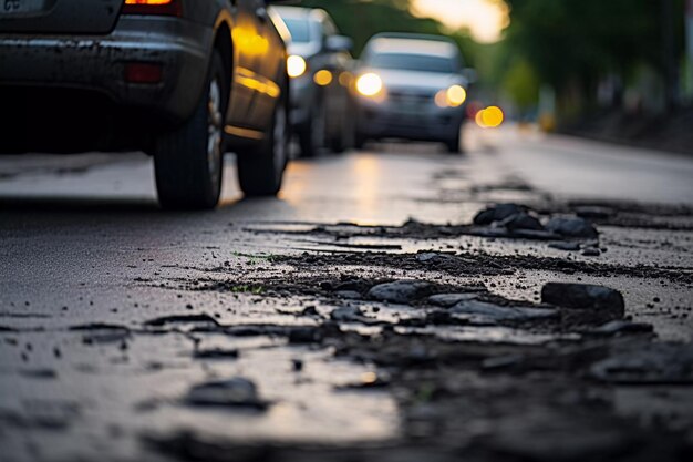 高速道路の車による道路の汚れ ジェネレーティブ AI