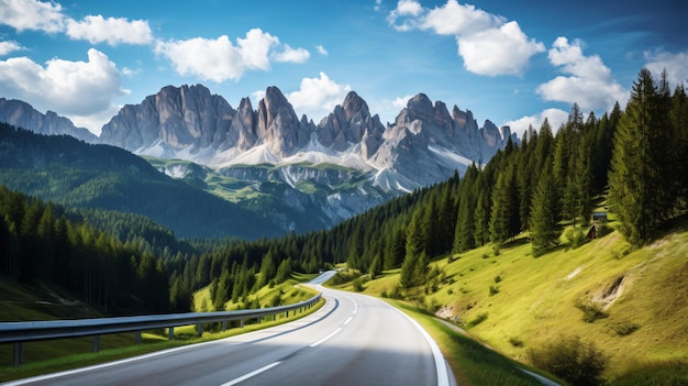 Road in dolomites in a summer day italy