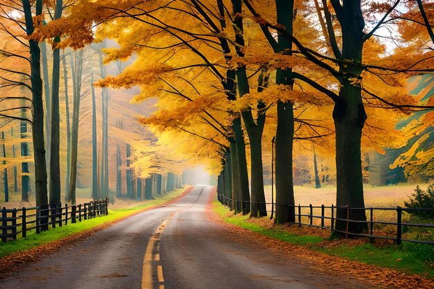 Road in the fall by person