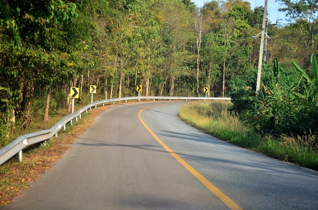 Road go to hill top of Phu Hin Rong Kla mountain and national park in Phitsanulok Thailand