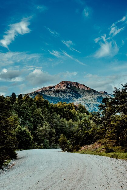 Road to a great mountain in the patagonia argentina