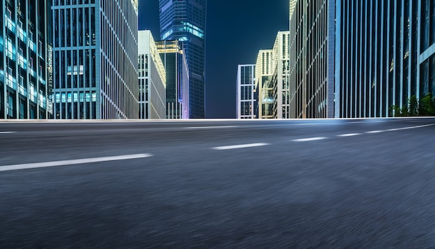 Road ground and modern architectural landscape skyline of chinese city