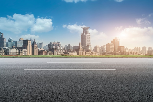 Photo road ground and modern architectural landscape skyline of chinese city