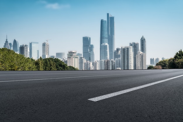 Road ground and urban architectural landscape