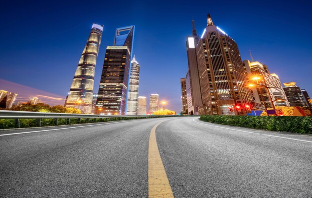 Road Ground and Urban Modern Architectural Landscape Skyline