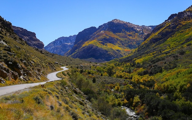 A road heads into the dramatic landscape of Lamoille Canyon in northern Nevada.