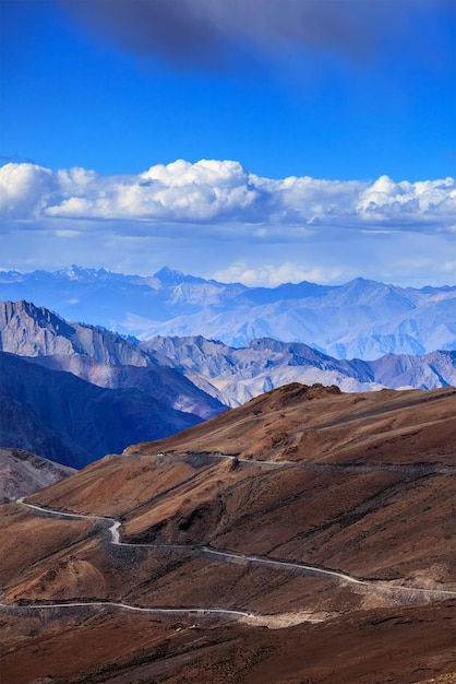 Road in Himalayas with mountains