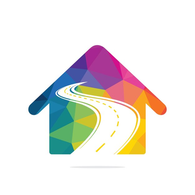 Road and home logo vector design template