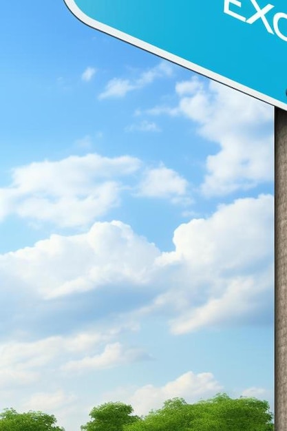 road information board with text decarbonization on a background of blue sky