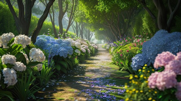 The road is strewn with flowers Nature roses smell beauty daisies gift flowerbed garden vase bees life tulip plants petals pollen holiday buds bee Generated by AI