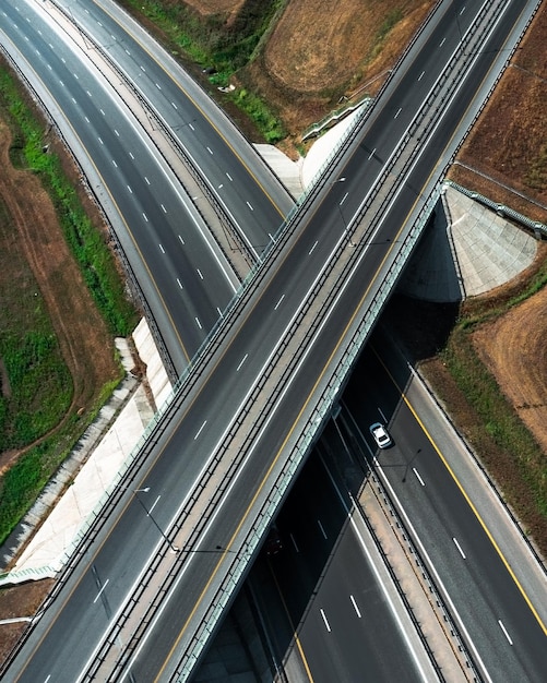 Photo road junction of the freeway highway roads