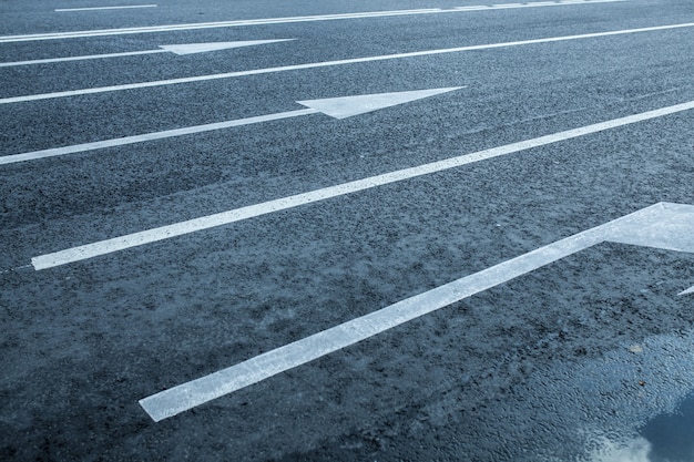 Road lanes with arrow markings