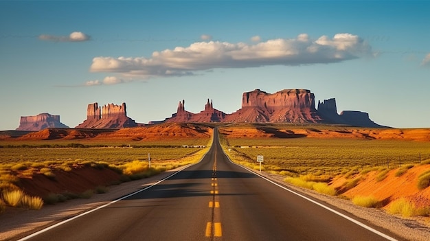 A road leading to monument valley