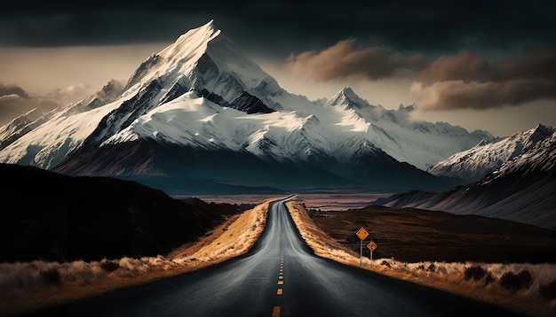 A road leading to a mountain