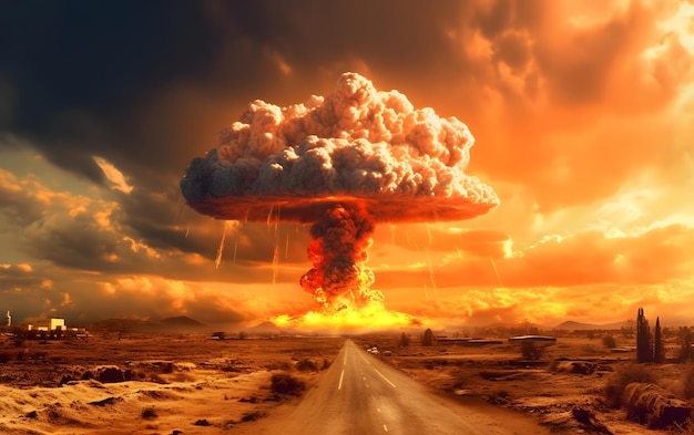 A road leading to a nuclear explosion