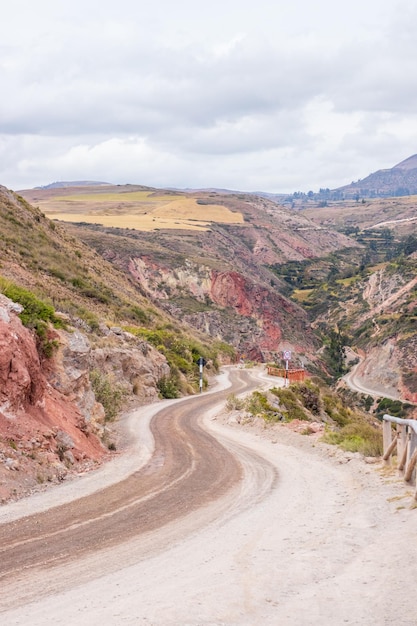 Road leading to Salar de Maras in Cusco Peru