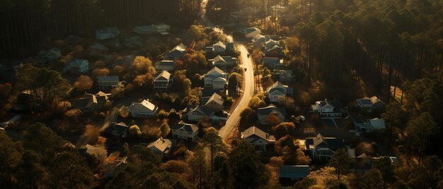 Photo a road leads to a small village