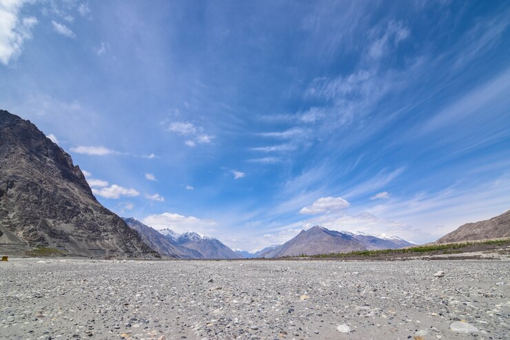 On the road in Leh Ladakh landscape.Khardung La pass