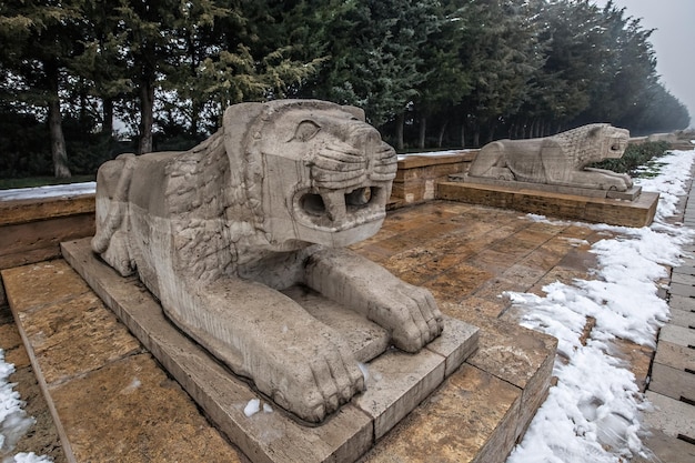 Road of lions in Anitkabir memorial complex Ankara Turkey