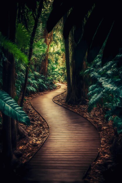 Photo a road between the mangrove forest