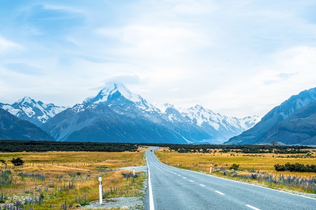 The road to Mount Cook, New Zealand.