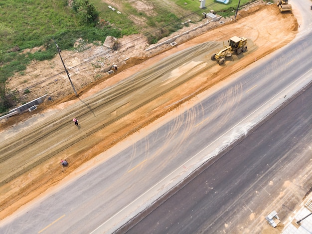 Road nivellering apparatuur motor grader op het werk