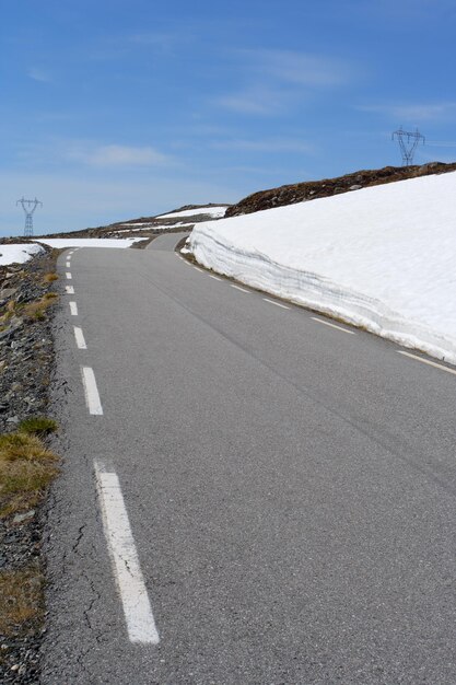 ノルウェーの山々の道