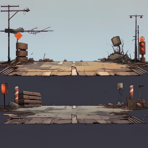 Photo road obstacles game assets