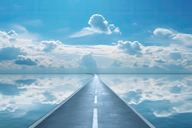 Road over the ocean going to the horizon Generative AI