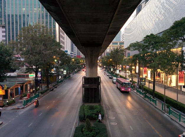 Road passing through city