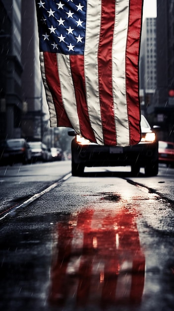 Photo road to patriotism american flag blend