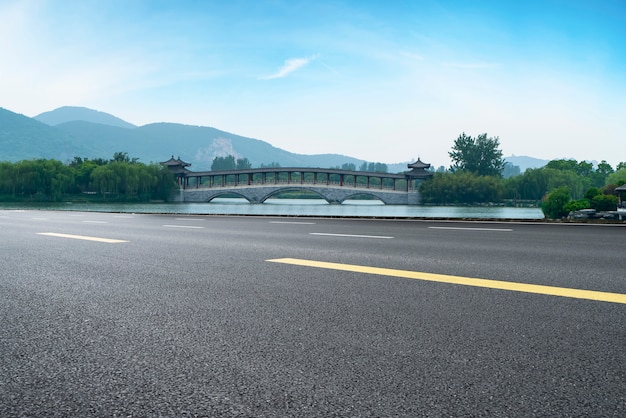 Road Pavement and Natural Landscape of Landscape

