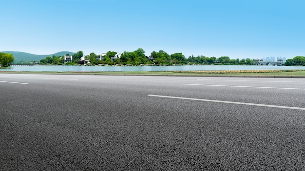 Road Pavement and Natural Landscape of Landscape

