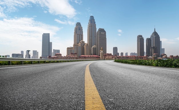 Road Plaza and Tianjin urban landscape skyline