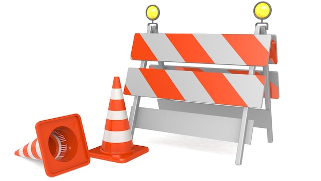 Road repair with traffic cones