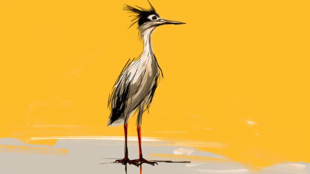 Road runner standing on yellow background speedpainting in fawncore style