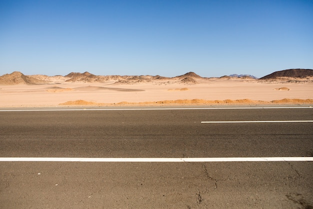 Road in the sahara desert of Egypt