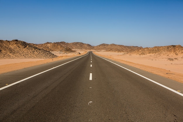 Road in the sahara desert of Egypt
