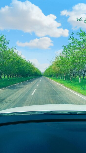 Road seen through car windshield