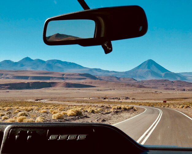 Road seen through car windshield