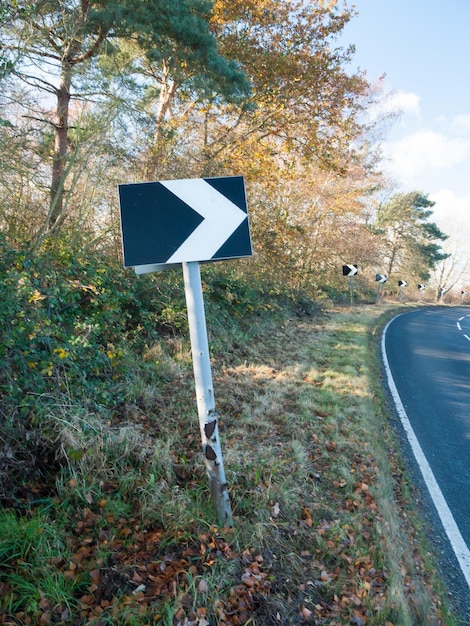 Photo road sign by trees against sky