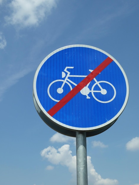 Road sign end bicycle path