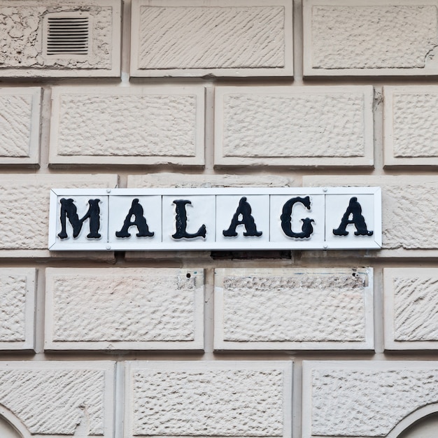 Road sign of Malaga, Andalusia Region in Spain