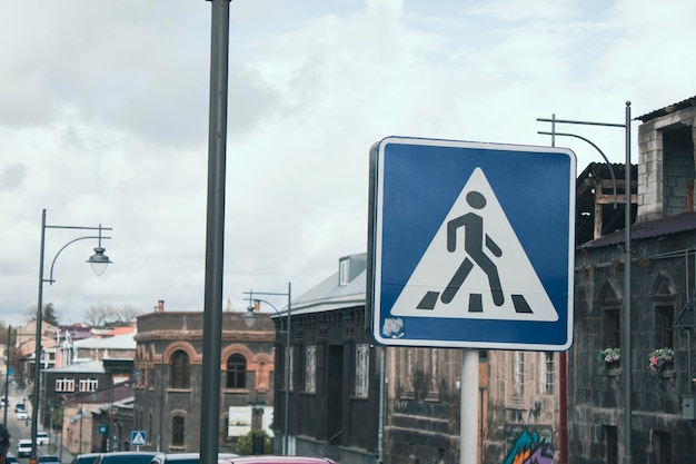 Road sign for pedestrians in the city