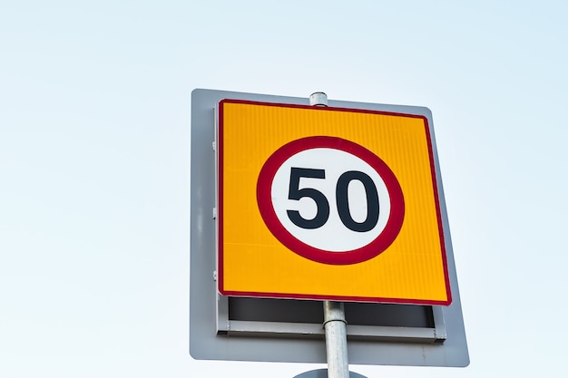 Photo road sign speed limit to 50, traffic sign