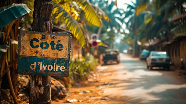 Photo road sign on the street in cote d ivoire