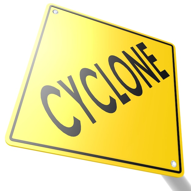 Road sign with cyclone