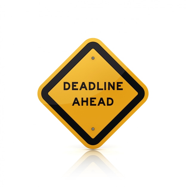 Photo road sign with deadline ahead words