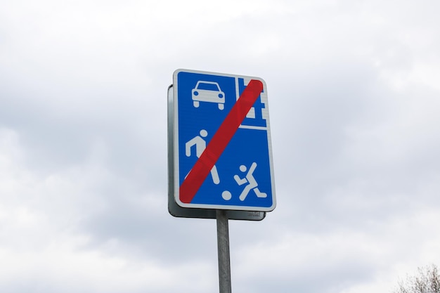 Road signs end of residential area pedestrian crossing