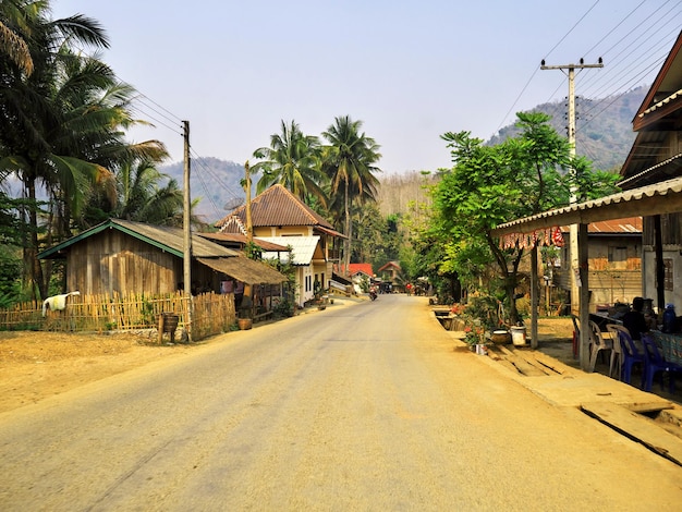 The road in the small village in Laos